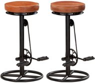 Bar stools 2 pcs black and brown genuine goat leather - Bar Stool