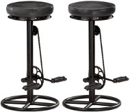 Bar stools 2 pcs black genuine goat leather - Bar Stool