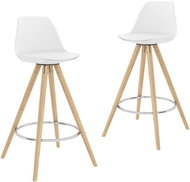 Bar stools 2 pcs white PP and solid beech wood - Bar Stool