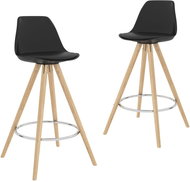 Bar stools 2 pcs black PP and solid beech wood - Bar Stool