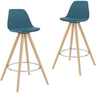 Bar stools 2 pcs turquoise PP and solid beech wood - Bar Stool