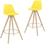 Bar stools 2 pcs yellow PP and solid beech wood - Bar Stool