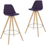 Bar stools 2 pcs lilac PP and solid beech wood - Bar Stool