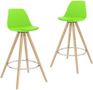Bar stools 2 pcs green PP and solid beech wood - Bar Stool