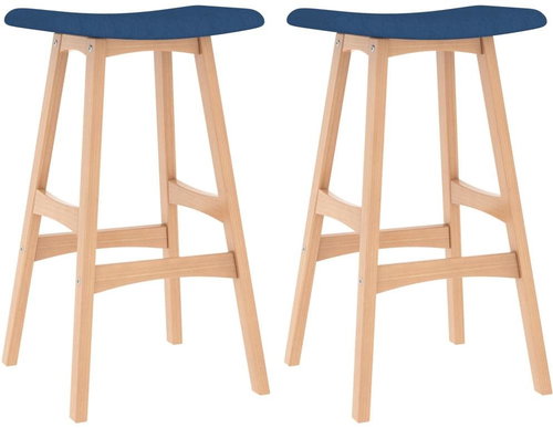Bar stools 2 pcs blue textile - Bar Stool - Main image