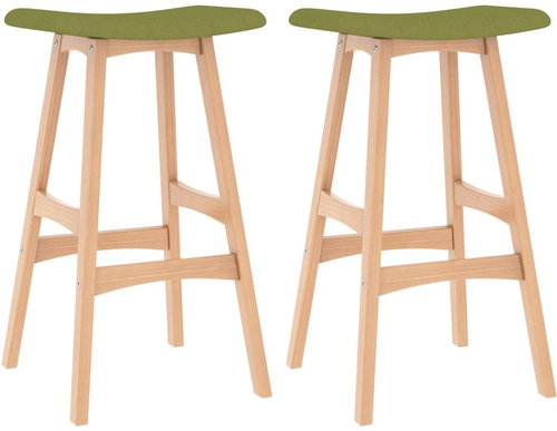 Bar stools 2 pcs green textile - Bar Stool - Main image