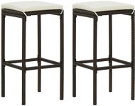 Bar stools with cushions 2 pcs brown polyrattan - Bar Stool