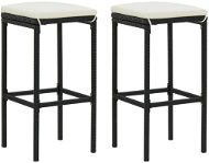 Bar stools with cushions 2 pcs black polyrattan - Bar Stool
