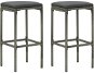 Bar stools with cushions 2 pcs gray polyrattan - Bar Stool