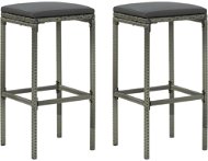 Bar stools with cushions 2 pcs gray polyrattan - Bar Stool