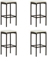 Bar stools with cushions 4 pcs brown polyrattan - Bar Stool
