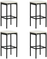 Bar stools with cushions 4 pcs black polyrattan - Bar Stool