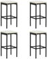 Bar stools with cushions 4 pcs black polyrattan - Bar Stool