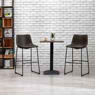 Bar stools 2 pcs dark brown faux leather - Bar Stool