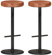 Bar stools 2 pcs brown genuine leather - Bar Stool