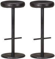 Bar stools 2 pcs black genuine leather - Bar Stool