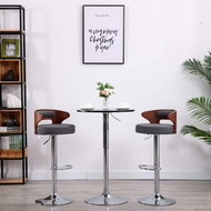 Bar stools 2 pcs dark gray bent wood and textile - Bar Stool