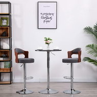 Bar stools 2 pcs dark gray bent wood and textile - Bar Stool