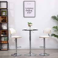 Bar stools 2 pcs white bent wood and artificial leather - Bar Stool