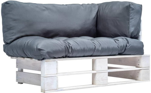 Garden Sofa made of Pallets with Grey Pillows Pine 277381 - Garden Sofa - Main image