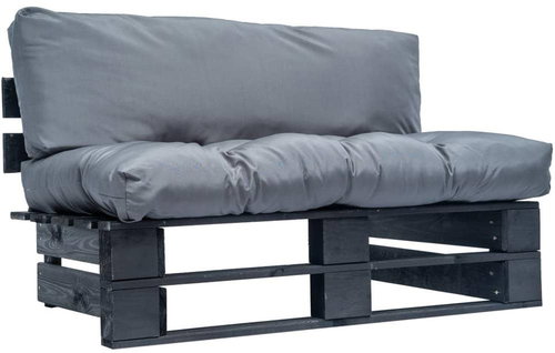Garden Sofa made of Pallets with Grey Pillows Pine 277411 - Garden Sofa - Main image