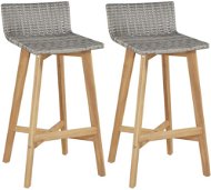 Barové stoličky, 2 ks, masívne akáciové drevo - Barová stolička