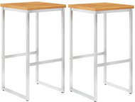 Bar stools 2 pcs solid acacia wood and stainless steel - Bar Stool