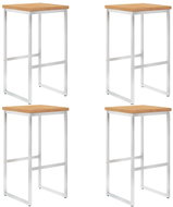 Bar Stools 4 pcs Solid Teak Wood and Stainless Steel - Bar Stool
