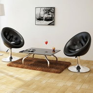 Bar stools 2 pcs black faux leather - Bar Stool