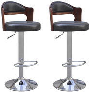 Bar stools 2 pcs frame made of bent wood artificial leather - Bar Stool