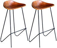 Bar chairs 2 pcs black and brown genuine leather - Bar Stool