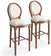 Barové stoličky 2 ks biele ľanové - Barová stolička