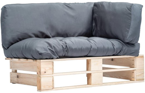 Garden sofa made of pallets with gray pillows of pine 277480 - Garden Sofa - Main image