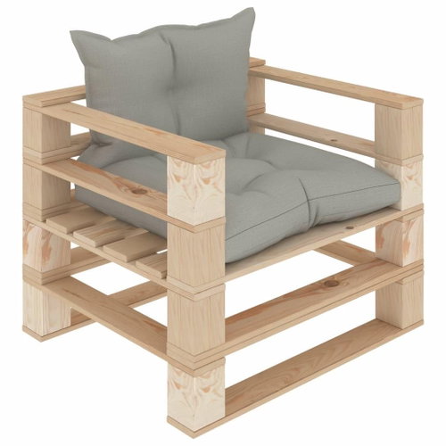 Garden Sofa made of Pallets with Taupe Cushions Wood 3052252 - Garden Sofa - Main image