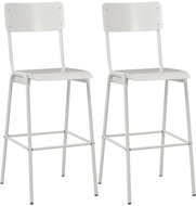 Bar stools 2 pcs white solid plywood and steel - Bar Stool