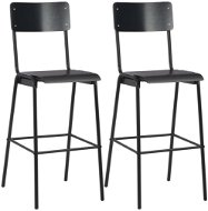 Barové stoličky, 2 ks, čierna masívna preglejka a oceľ - Barová stolička