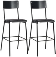 Bar stools 2 pcs black solid plywood and steel - Bar Stool
