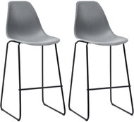 Bar stools 2 pcs gray plastic - Bar Stool