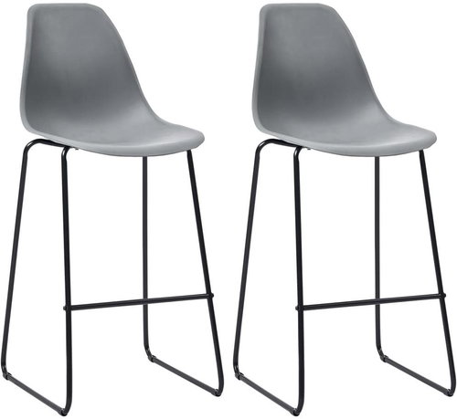 Bar stools 2 pcs gray plastic - Bar Stool - Main image