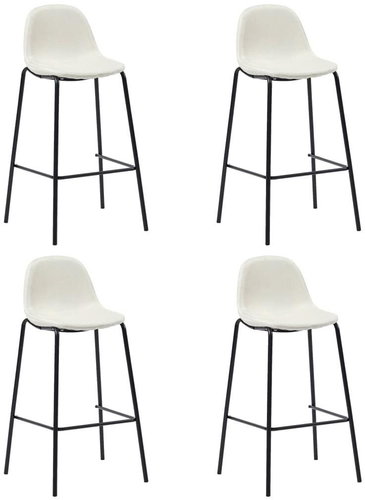 Bar stools 4 pcs cream textile - Bar Stool - Main image