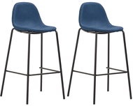 Bar stools 2 pcs blue textile - Bar Stool