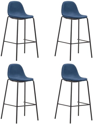 Bar stools 4 pcs blue textile - Bar Stool - Main image