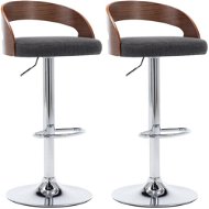 Bar stools 2 pcs dark gray textile and bent wood - Bar Stool