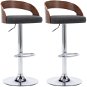 Barové stoličky 2 ks tmavo sivé textil a ohýbané drevo - Barová stolička