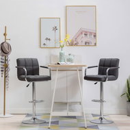 Bar stools 2 pcs dark gray textile - Bar Stool