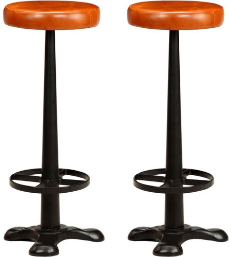 Bar stools 2 pcs genuine leather - Bar Stool - Main image