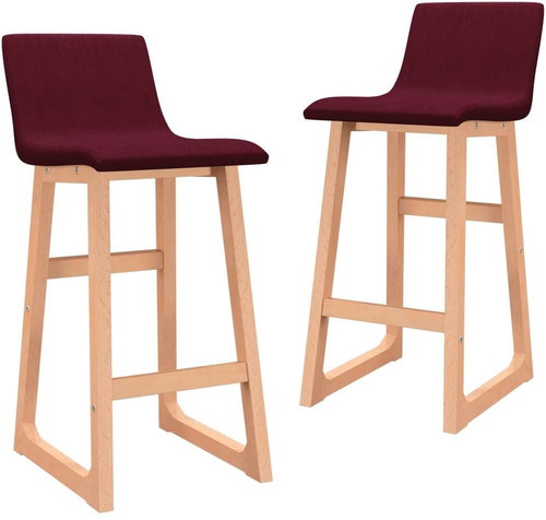 Bar stools 2 pcs burgundy textile - Bar Stool - Main image