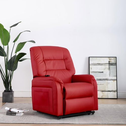Electric lifting positioning TV chair red faux leather 249913 - Armchair - Main image