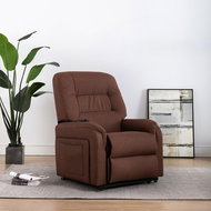 Electric Lifting Positioning TV Chair, Brown Textile 249923 - Armchair