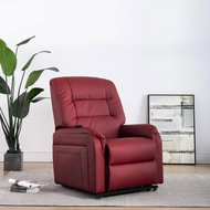 Electric Lifting Adjustable TV Chair Burgundy Faux Leather 249912 - Armchair